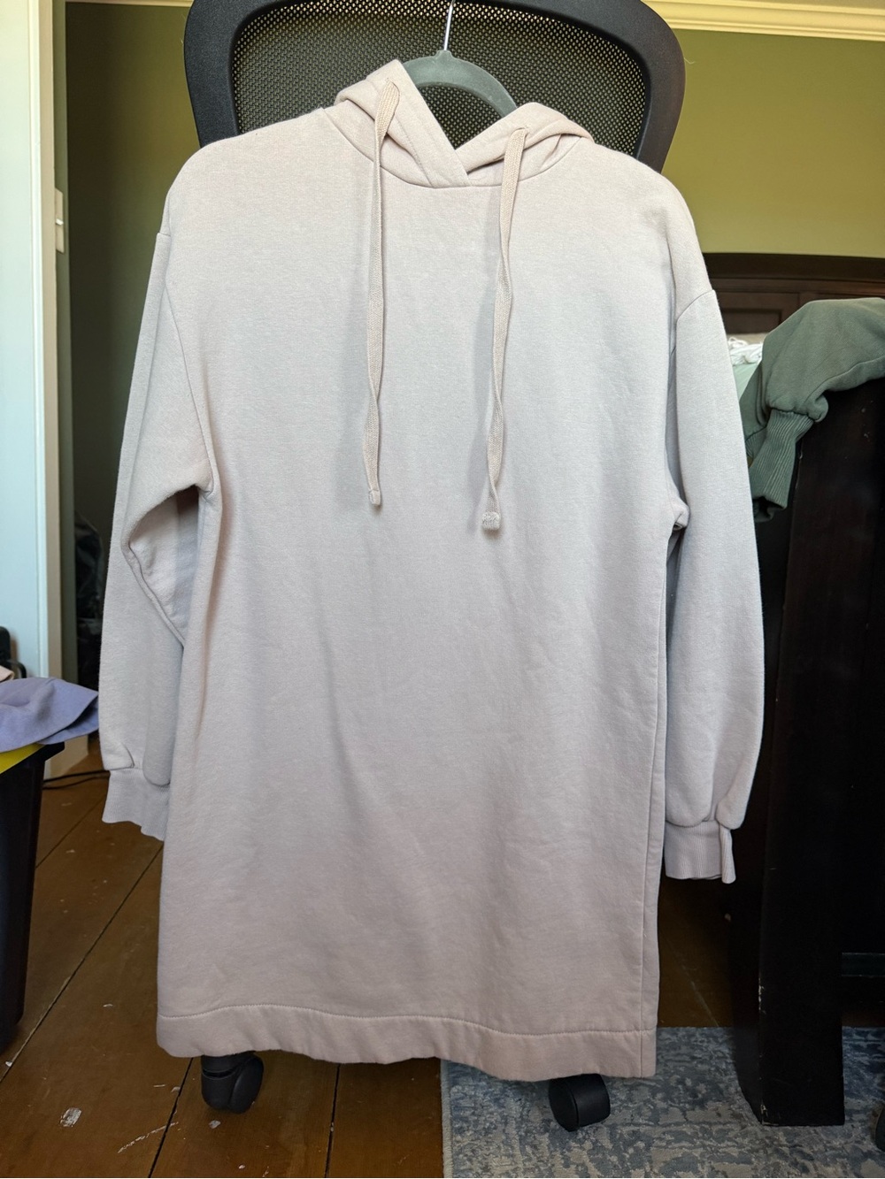 Zara Oversized Hooded Longline Sweatshirt - Light Beige